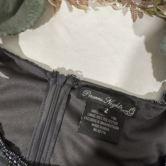 NEW $228 Pisarro Nights [‎ 2 ] Short Sleeve Beaded Midi Dress in Slate - Picture 5 of 14